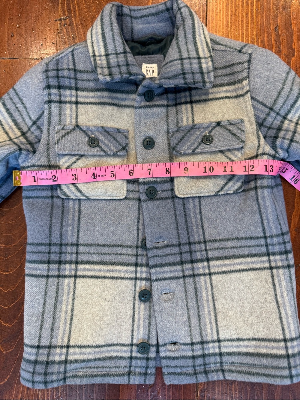 Baby GAP Plaid Blue, Gray and Green Shacket. Size 5T, Fall vibes - Picture 2 of 8